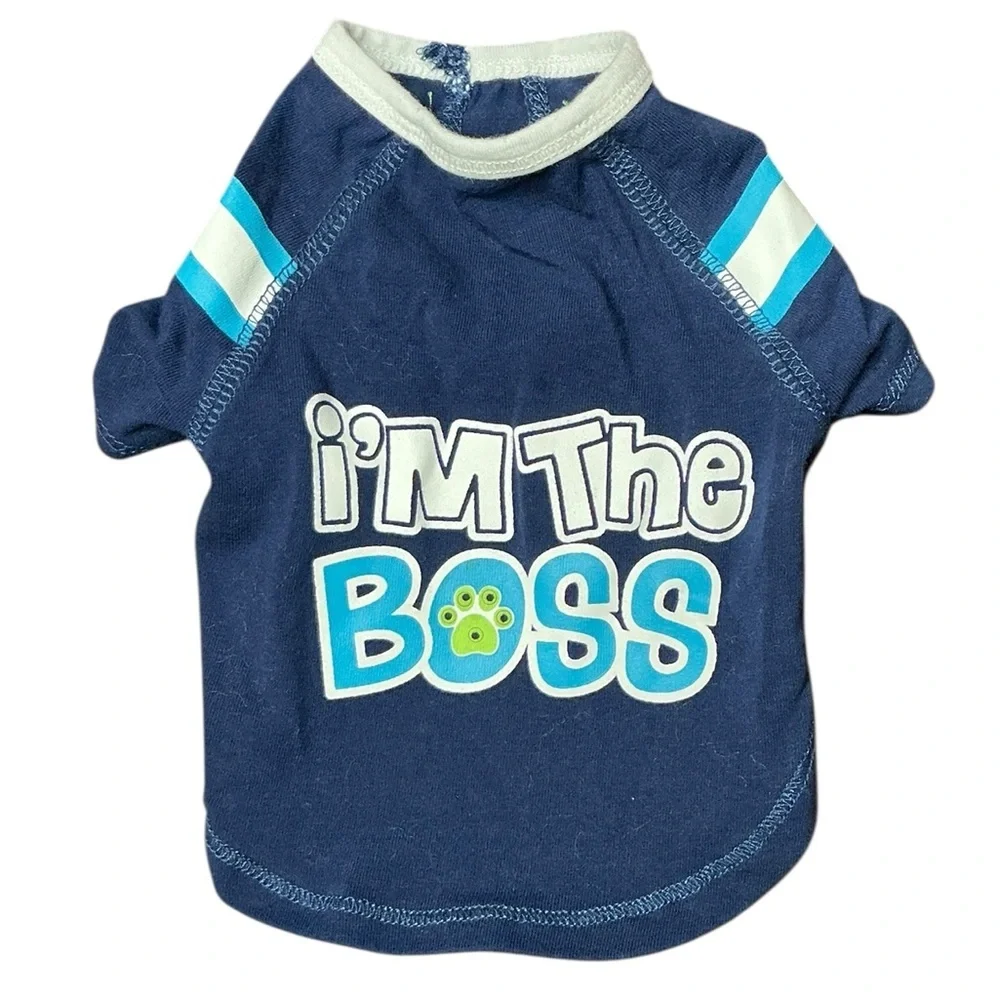 Navy Blue 'I'm The Boss' Dog Tee